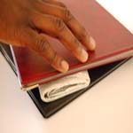hand holding book